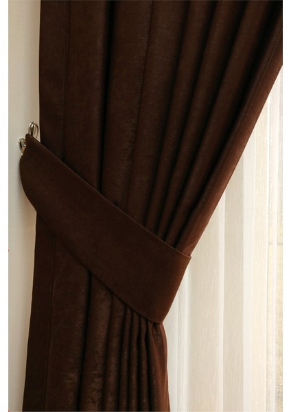 Kahverengi Düz Renk Pileli Soft Fon Perde, 1/3 Sık Pile, Tek Kanat 70 x 250 cm modelleri