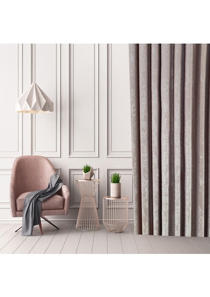 Pudra Düz Renk Pileli Soft Fon Perde, 1/3 Sık Pile, Tek Kanat 50 x 270 cm fiyatları