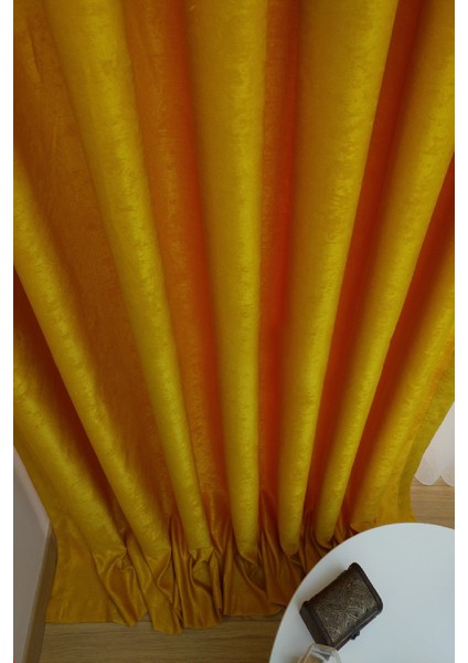 Hardal Düz Renk Pileli Soft Fon Perde, 1/3 Sık Pile, Tek Kanat 50 x 270 cm indirimleri