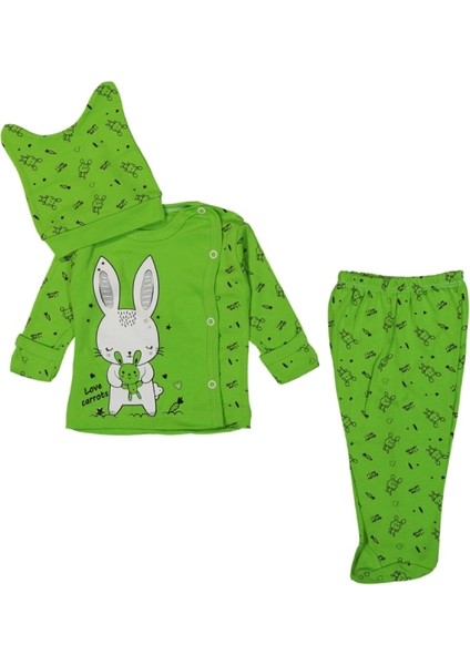 Sevimli Tavşan 3 Parça Unisex Bebek Takımı 205195