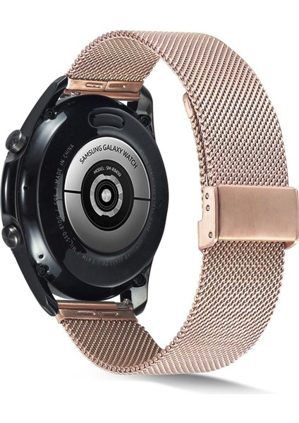 Huawei Watch 3 / Watch 3 Pro Uyumlu Hasır Metal Kordon Klipsli Tel Örgü Kayışrose Gold