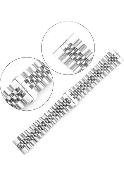 Samsung Gear S3 Uyumlu Metal Kordon Rolex Style Jubilee Hafif Metal Kayışgümüş modelleri