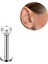 Cerrahi Çelik Kare Zirkon Taşlı Labrent Piercing Gümüş Rengi - 6 mm 1