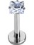Cerrahi Çelik Kare Zirkon Taşlı Labrent Piercing Gümüş Rengi - 6 mm 3