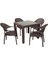 Elit Rattan 90 x 90 cm Eylül Koltuk Camlı Masa Takımı 1