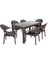 Rattan Masa Takımı 90x150 Camsız 6 Kişilik Bambu Sandalye Seti Bahçe Balkon Teras Takımı 1
