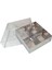 Asetat Kapaklı Karton Kutu 12 x 12 x 3 cm 4 Bölmeli Kutu - 10 Adet Gümüş 1