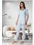 Effortt Mavi Dantelli Lohusa Pijama Takımı 1