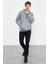 Gri Melanj El Yazısı Nakışlı Kapüşonlu Rahat Form Erkek Sweatshirt - 88007 2