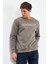 Camel Yazı Nakışlı O Yaka Rahat Form Erkek Sweatshirt - 88020 3