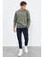 Çağla Yazı Nakışlı O Yaka Rahat Form Erkek Sweatshirt - 88020 2