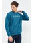Zümrüt Yazı Nakışlı O Yaka Rahat Form Erkek Sweatshirt - 88020 1