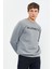 Gri Melanj Yazı Nakışlı O Yaka Rahat Form Erkek Sweatshirt - 88020 1