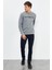 Gri Melanj Yazı Nakışlı O Yaka Rahat Form Erkek Sweatshirt - 88020 2