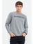 Gri Melanj Yazı Nakışlı O Yaka Rahat Form Erkek Sweatshirt - 88020 3