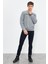 Gri Melanj Yazı Nakışlı O Yaka Rahat Form Erkek Sweatshirt - 88020 4