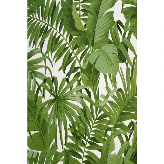 BienHome 7845 Açık Yeşil Büyük Yapraklı Tropikal Duvar Kağıdı 5,33 M²
