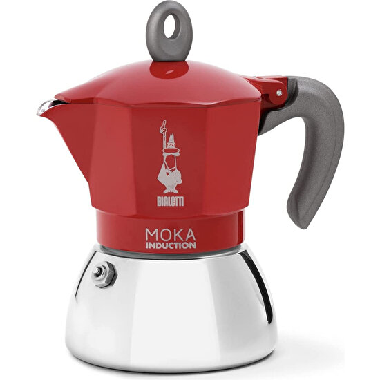 Bialetti New Moka Inductıon Kırmızı 4 Cup ( Induction 4 Cup Red Stainless Steel Moka Pot)