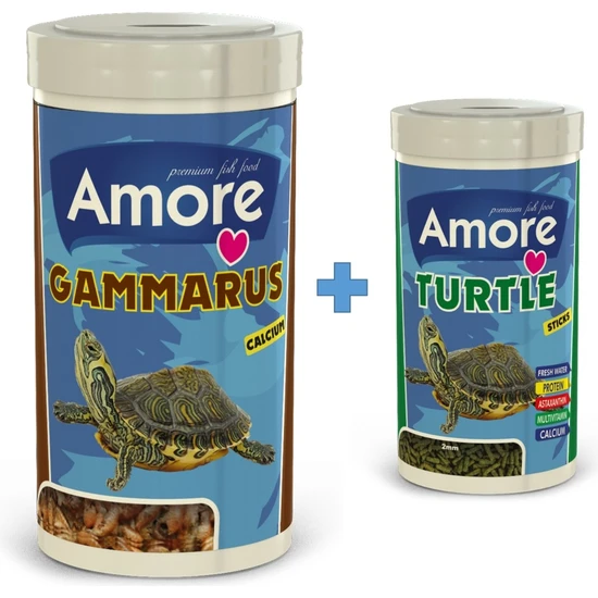 Amore Gammarus 1000ML + Amore Turtle Sticks 250ML Sürüngen ve Kaplumbağa Yemi