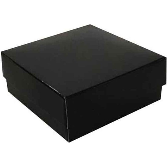 Eminönü Toptancı Komple Karton Kutu Düz Renk 7 x 7 x 2.2 cm - 25 Adet Siyah