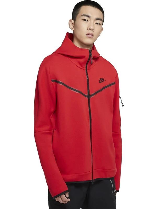Nike M Nsw Tch Flc Hoodie Fz Wr Erkek Kırmızı Sweatshirt - Fiyatı