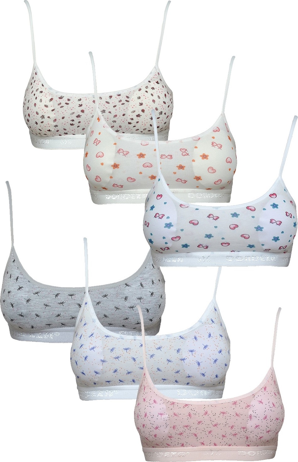 Royaleks Pedli Ip Askılı Yarım Atlet Desenli Büstiyer 6 Lı Set 2