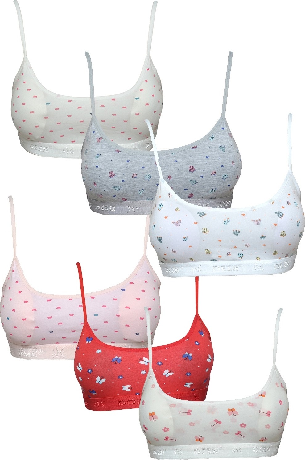 Royaleks Pedli Ip Askılı Yarım Atlet Desenli Büstiyer 6 Lı Set 1
