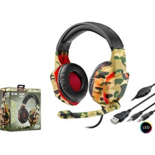 Bat X Ellent Batxellent Camo H26 LED Işıklı Surround USB Mikrofonlu Oyuncu Kulaklığı