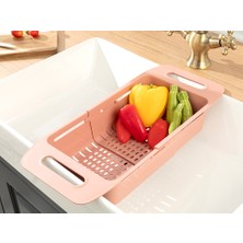 English Home Trendy Plastik Ayarlanabilir Lavabo Süzgeci Süzgeç 48X19X8 cm Koyu Pembe