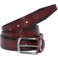 Süzer Bordo Rugan Suni Deri Desenli 3.5 Cm.lik Klasik Kemer - 8007-80