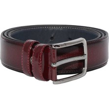 Süzer Bordo Rugan Suni Deri Desenli 3.5 Cm.lik Klasik Kemer - 8007-80