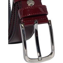 Süzer Bordo Rugan Suni Deri Desenli 3.5 Cm.lik Klasik Kemer - 8007-80