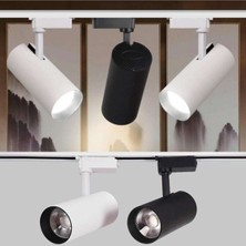 Leddolu Siyah Kasa ve Günışığı 4 Adet 360 Derece Dönen LED Ray Spot Lamba 1 Metre Raylı Armatür