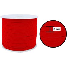 Hobizubi 15 mm Kırmızı Yassı Lastik - 50 Metre