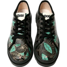 Kadın Vegan Deri Siyah Sneakers - Bird and Leaves Tasarım