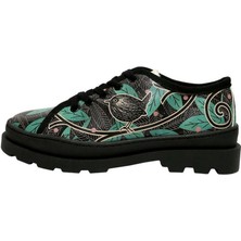 Kadın Vegan Deri Siyah Sneakers - Bird and Leaves Tasarım