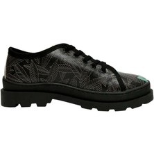 Kadın Vegan Deri Siyah Sneakers - Bird and Leaves Tasarım