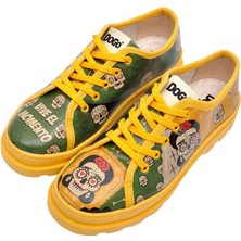 Kadın Vegan Deri Yeşil Sneakers - Sugar Skull Tasarım