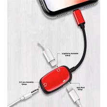 TEKNETSTORE 3 In 1 Lightning iPhone Uyumlu Şarj Kulaklık ve 3.5 mm Jack Kulaklık Dönüştürücü Dişi Adaptör Male To Dual