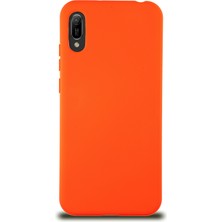 Caseart Huawei Y6 2019 Kapak Içi Kadife Lansman Silikon Kılıf - Turuncu