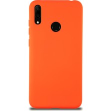 Caseart Huawei Y7 2019 Kapak Içi Kadife Lansman Silikon Kılıf - Turuncu