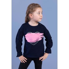 Toontoy Kids Kız Çocuk Kol Ucu Lastikli Taş Işlemeli Baskılı Tişört