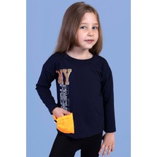 Toontoy Kids Kız Çocuk Cep Detaylı Baskılı Tişört