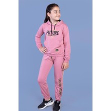 Toontoy Kids Kız Çocuk Baskılı Kanguru Cepli Eşofman Takımı