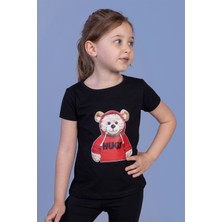 Toontoy Kids Kız Çocuk Ayıcık Baskılı Tişört