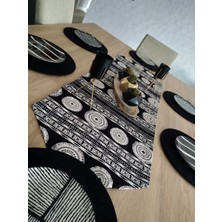 Ayşemce Püskül Görünümlü Bohem Temalı Runner & 6 Siyah Supla