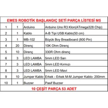 Arduino Emes Robotik Arduino 53 Parça Uno R3 Robotik Kodlama Uygulamaları Başlangıç Proje Eğitim Seti M5