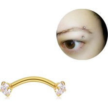 Bylin Cerrahi Çelik Zirkon Taşlı Muz Piercing 8 mm - Altın Rengi