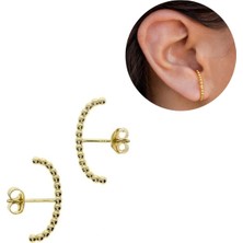 Bylin Boncuklu Stil 925 Ayar Gümüş Küpe Altın Rengi