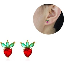 Bylin Gold Mini Çilek 925 Ayar Gümüş Küpe